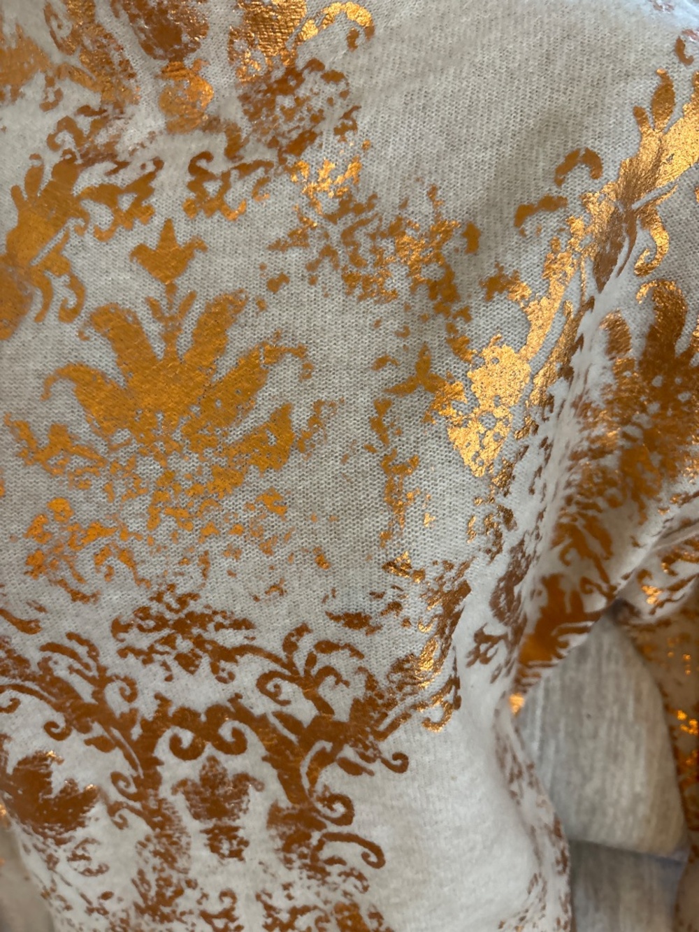 Pilcro Mock Neck Cashmere Sweater Metallic Copprt/Gold Foil Print Women’s XXS - Picture 2 of 5